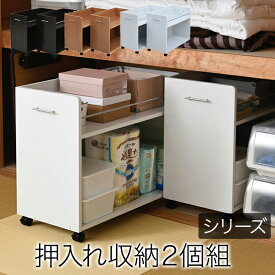 押入れ収納 ラック 2個セット 幅38 奥行78 キャスター付き ワゴン 整理 隙間 家具 押入れ 収納 リビング 大容量 棚 スライド 収納庫 日用品 収納ケース 木製 ナチュラル ホワイト ブラウン[直送品]【202112SS】