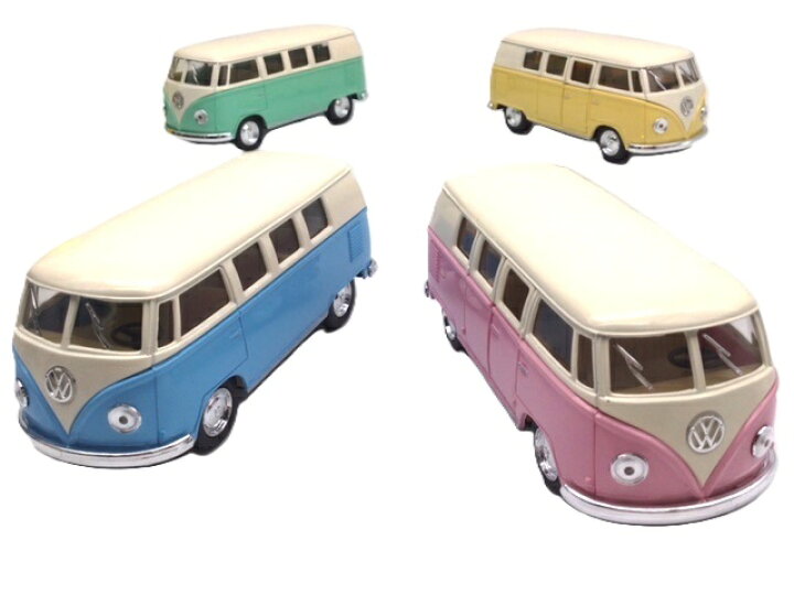 楽天市場】ミニカー 1/32 ワーゲンバス パステルカラー TYPE2 コンビ 
