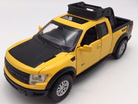 1/32 フォード F150 6.2L ラプター 黄色 ヘッドライト点灯　エンジン音 ミニカー SVT 外車 ギミック 輸入 FORD RAPTOR 光る鳴る