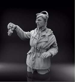 送料無料 1/16 ドイツ軍 戦車兵　秋冬仕様 半身 1体 T221 未塗装＆未組み立て レジン製フィギュア 1943年～1944年　タイガー1型戦車　ティーガー　第二次世界大戦　ヘッドホン 双眼鏡