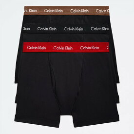 カルバンクライン：COTTON STRETCH ボクサーブリーフ 3PK (W：ブラック/ココアブラウン/ルージュ)[ボクサーパンツ/ 男性下着/ メンズインナー/人気ブランド/おすすめギフト/誕生日プレゼント/メンズファッション]
