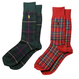 【ネコポス可:1点まで】ポロラルフローレン：TARTAN SLACK ソックス 2PK (ハンター/レッド)[ソックス/ 男性下着/ メンズインナー/人気ブランド/おすすめギフト/誕生日プレゼント/メンズファッション]