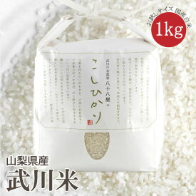 【山梨県産 武川米】 令和5年度 コシヒカリ 新米 こしひかり 白米 精米 1kg お試しサイズ 南アルプス 北杜市 梨北米 武川米 ご飯 ライス 米 おこめ お米