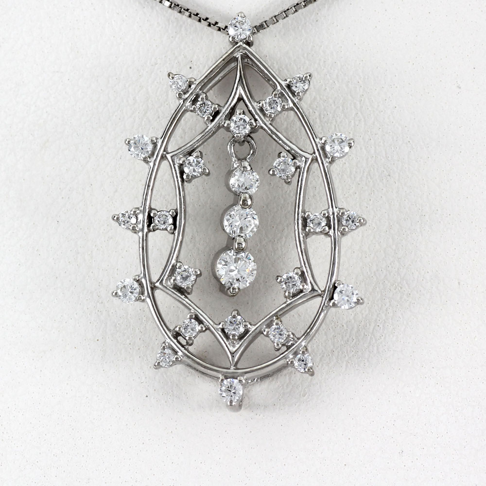 ダイヤモンド ネックレス ペンダント レディース アンティーク プラチナ ドロップ つゆ 透かし 揺れる ブラ ゴージャス pt900 0.5カラット