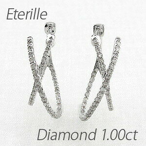 ダイヤ フープピアス k10 10k ダイヤモンド 大きめ レディース 中折れ オーバル クロス 2連 1.0カラット ゴールド オータムセール