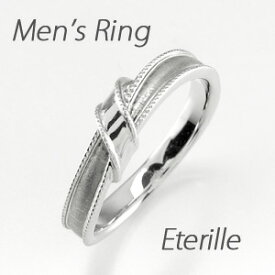 シルバー925 リング メンズ 指輪 刻印 リボン アンティーク ミル打ち ツヤ消し マット マリッジリング 結婚指輪