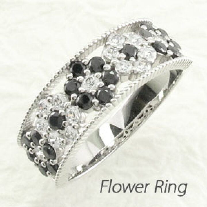 楽天市場 15 Off ブラックダイヤモンド リング 指輪 レディース フラワー 花 セブンスター アンティーク ミル打ち ゴージャス グラデーション K18 18k 18金 ゴールド 0 5カラット Luire