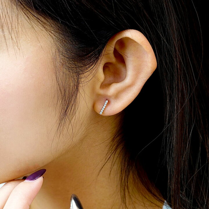 楽天市場】ダイヤモンド ピアス レディース ロング ストレート バー 