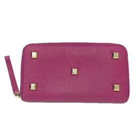 Salvatore Ferragamo サルヴァトーレフェラガモ 長財布 スタッズ付き ラウンドファスナー レザー パープル系 レディース 【中古】
