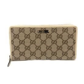 グッチ GUCCI GGキャンバス ラウンドファスナー 長財布 307980 ベージュ GG柄【中古】【美品】