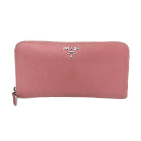 プラダ PRADA ラウンドファスナー 長財布 ピンク【中古】