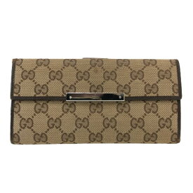 グッチ GUCCI GGキャンバス Wホック 長財布 181699 ブラウン GG柄【中古】