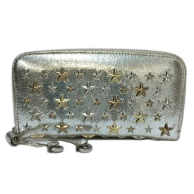 ジミーチュウ JIMMY CHOO FILIPA フィリパ ラウンドファスナー スタースタッズ 長財布 シルバー【中古】【美品】