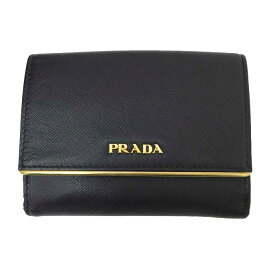 プラダ PRADA サフィアーノ Wホック 財布 ブラック【中古】