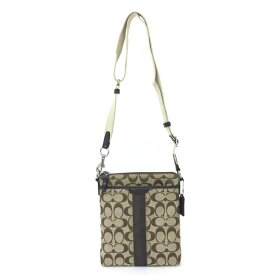 コーチ COACH シグネチャーストライプ ショルダーバッグ ポシェット ブラウン 中古