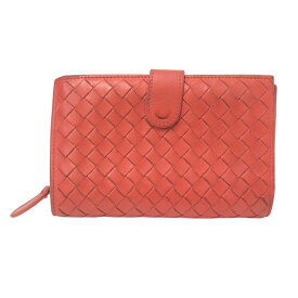 BOTTEGAVENETA ボッテガヴェネタ イントレチャート 121060 V001N 6502 二つ折り財布 レザー コーラル系【中古】 レディース