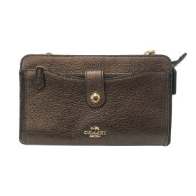 COACH コーチ ショルダーウォレット ショルダーバッグ メッセンジャー ウィズ ポップアップ 53529 長財布 レザー ダークブロンズ【中古】 レディース
