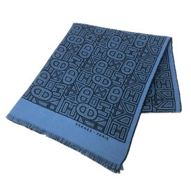 HERMES エルメス ストール マフラー ショール フリンジ カシミヤ/シルク ブルー【中古】ユニセックス