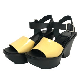 MARNI マルニ ウェッジソール プラットフォーム バイカラー サンダル ラバー/レザー イエロー ブラック 26cm相当【中古】【新品同様】【美品】レディース