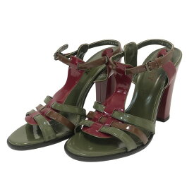 BALLY バリー ストラップ サンダル エナメル カーキ 25.5cm相当【中古】【美品】 レディース