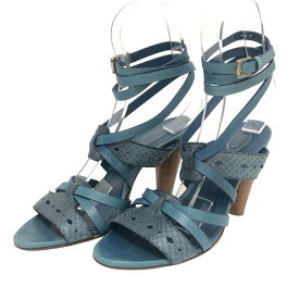 TOD’S トッズ ストラップ サンダル レザー ブルー 25cm相当【中古】 レディース