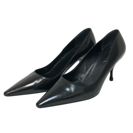 PRADA プラダ ポインテッドトゥ ハイヒール パンプス エナメル ブラック 24.5cm相当【中古】 レディース