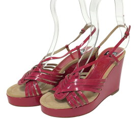 DOLCE&GABBANA ドルチェアンドガッバーナ ウェッジソール サンダル エナメル ピンク 25cm相当【中古】 レディース