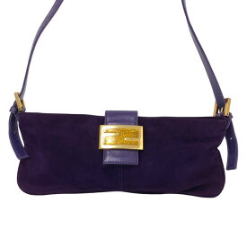 FENDI フェンディ FF マンマバゲット ショルダーバッグ スウェード パープル【中古】 レディース