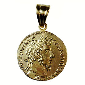 シルバー925 コインペンダント 18金コーティング 古代ローマ帝国 アンティークコイン レプリカペンダント