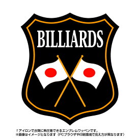 ビリヤードエンブレム(billiards)日本国旗デザイン！世界大会や五輪、日本代表応援ワッペン