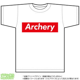 アーチェリーTシャツ(archery)ストリート系BOXロゴデザインのドライスポーツTシャツ：白