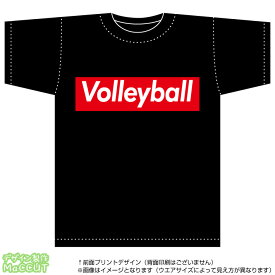 バレーボールTシャツ(volleyball) ストリート系BOXロゴデザインの綿Tシャツ：黒