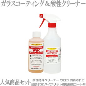 ガラスコーティング剤「グラスマジック」500ml+人気の「WSC」 ウォータースポット ガラスクリーナー 除去剤 除去 ウロコ イオンデポジット 車 ガラス ウロコ 取り うろこ 撥水コート剤 リアガラス 車 ガラスコーティング ボディコーティング