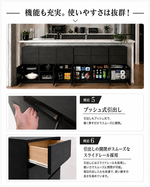 楽天市場】カウンター下収納 薄型 キャビネット 引出し 扉タイプ 幅 