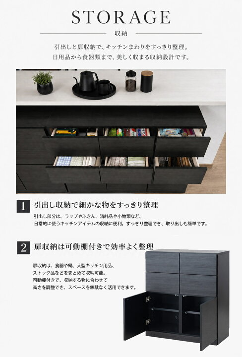 楽天市場】カウンター下収納 薄型 キャビネット 引出し 扉タイプ 幅 