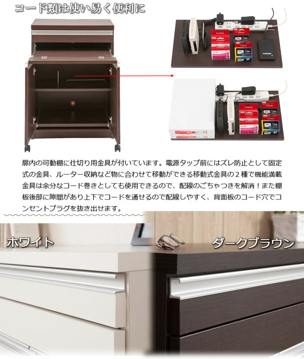 楽天市場】完成品 日本製 PCデスク 幅約60cm パソコンラック ホワイト 