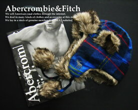 3643新品★アバクロンビー＆フィッチ Abercrombie&Fitch★デザインファー付耳あて帽★青系★ONESIZE★WOMENS★