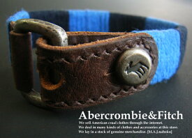 3927新品★アバクロンビー＆フィッチ Abercrombie&Fitch★本革ボーダブレスレット★青紺★