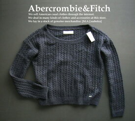 4151新品★アバクロンビー＆フィッチ Abercrombie&Fitch★デザイン編みニット★紺★M★WOMENS★