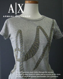 3622-3新品★アルマーニエクスチェンジ ARMANI EXCHANGE★A|XデザインロゴTシャツ★ライトグレー★WOMENS★