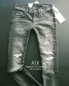 9818-9新品★アルマーニエクスチェンジ ARMANI EXCHANGE★A|X ヴィンテージ加工デニムパンツ3324 J13 SLIM★黒系★MENS★メンズ　ジーンズ