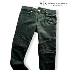 9324新品★アルマーニエクスチェンジ ARMANI EXCHANGE★A|X ヴィンテージデニム3262 SKINNY BIKER★黒★29★MENS★メンズ　ストレッチ　ジーンズ