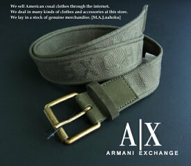 6086-7新品★アルマーニエクスチェンジ ARMANI EXCHANGE★A｜Xロゴ刺繍ベルト★カーキ★MENS★