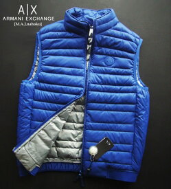 9036-43新品★アルマーニエクスチェンジ ARMANI EXCHANGE★ダウンベストジャケット3201 袋付★青★MENS★