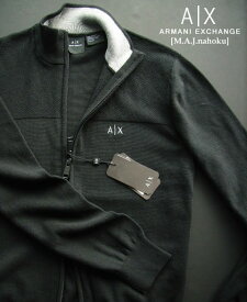 8774-6新品★アルマーニエクスチェンジ ARMANI EXCHANGE★A|X 胸ロゴダブルジップニットジャケット3105★黒★MENS★