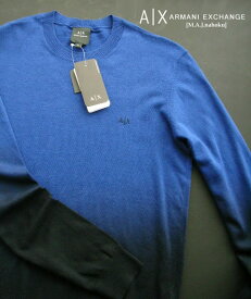 9612新品★アルマーニエクスチェンジ ARMANI EXCHANGE★胸ロゴ刺繍グラデーションニット3209★紺系★XS★MENS★