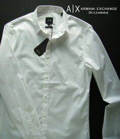 9699-702新品★アルマーニエクスチェンジ ARMANI EXCHANGE★ストレッチホックシャツ3308★白★MENS★