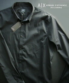 9703新品★アルマーニエクスチェンジ ARMANI EXCHANGE★ストレッチホックシャツ3309★黒★MENS★