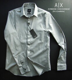 9713-7新品★アルマーニエクスチェンジ ARMANI EXCHANGE★胸ロゴシャツ3314★グレー★MENS★