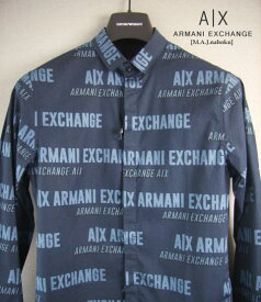 9771新品★アルマーニエクスチェンジ ARMANI EXCHANGE★ロゴロゴシャツ3321★紺系★XS★MENS★